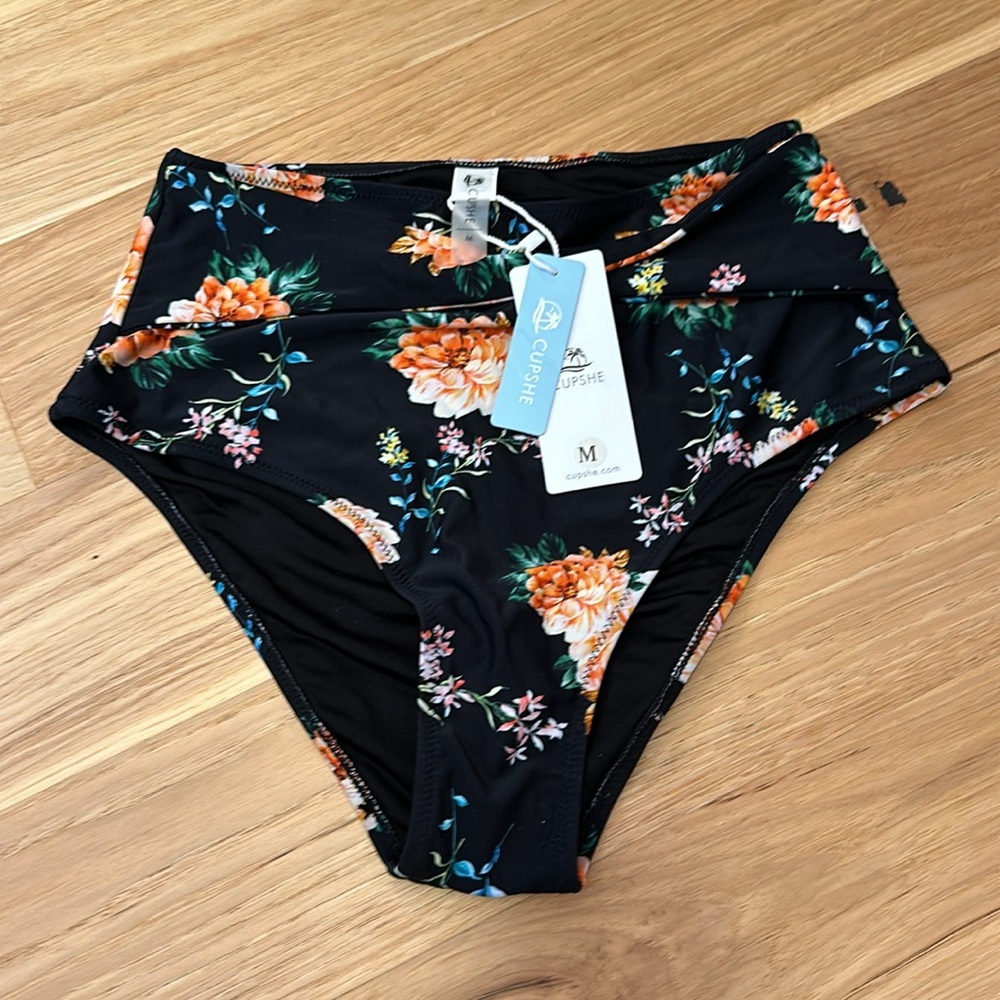 CUPSHE high waisted floral bikini bottoms